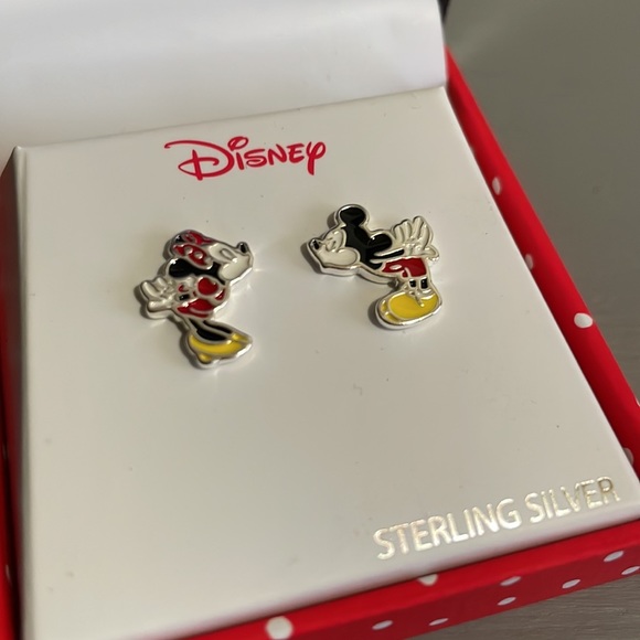 DISNEY STERLING SILVER Mickey & Minnie Mouse Mismatched Earrings Sterling/Enamel - Picture 10 of 11